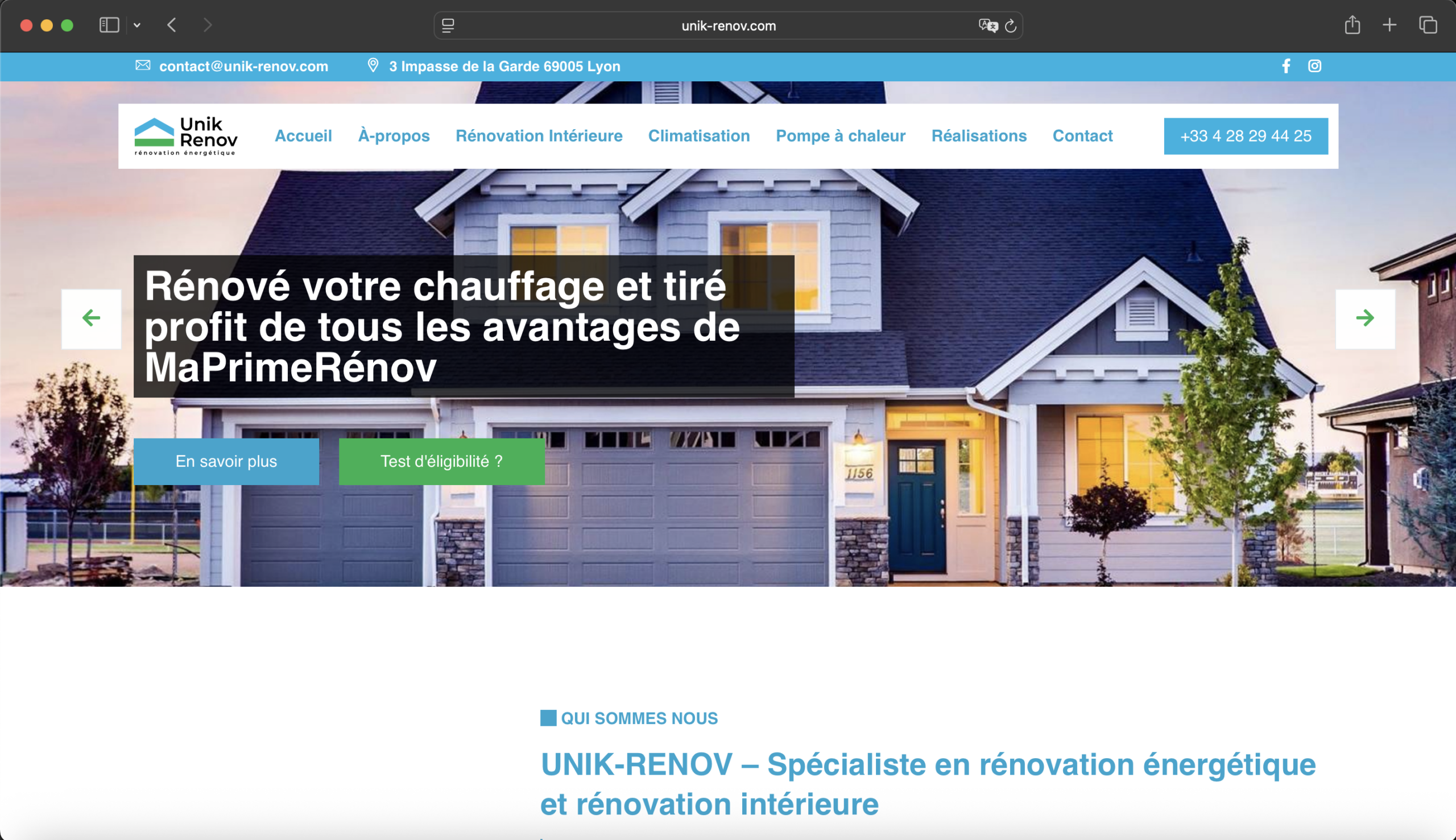 Capture du site UNIK-RENOV