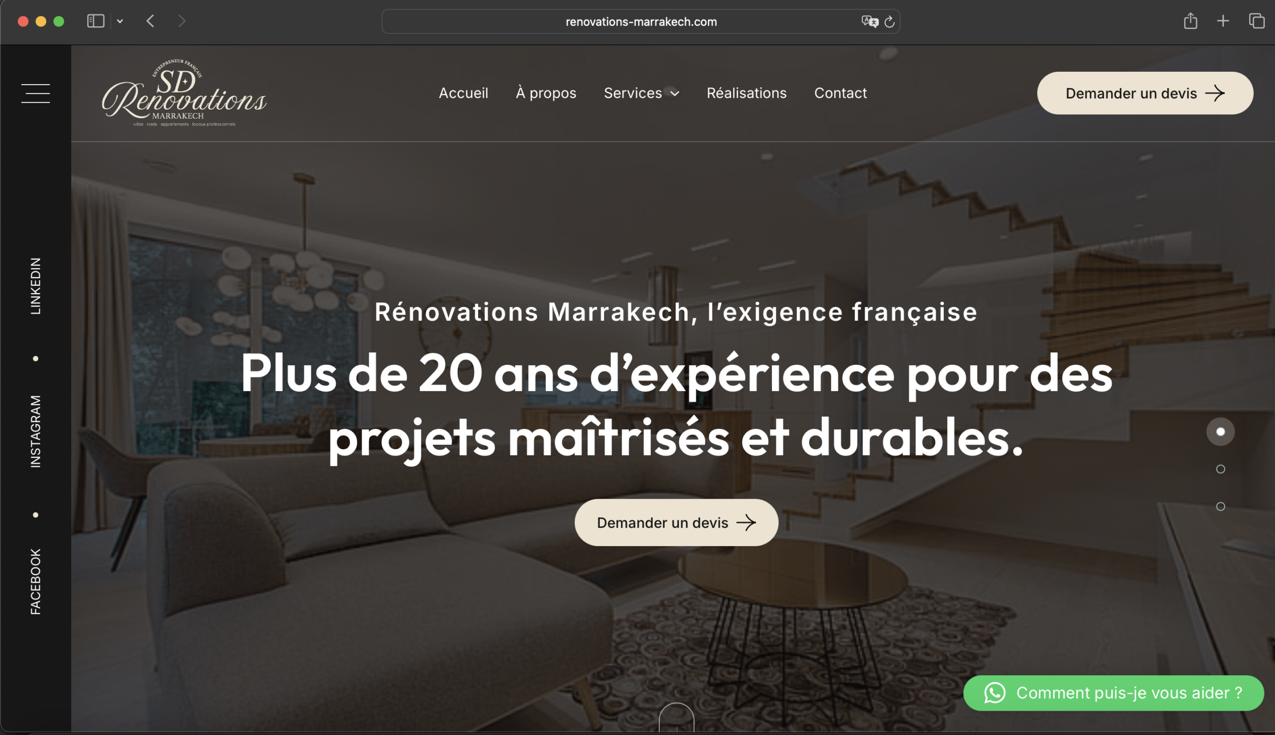 Capture du site SD Rénovations Marrakech