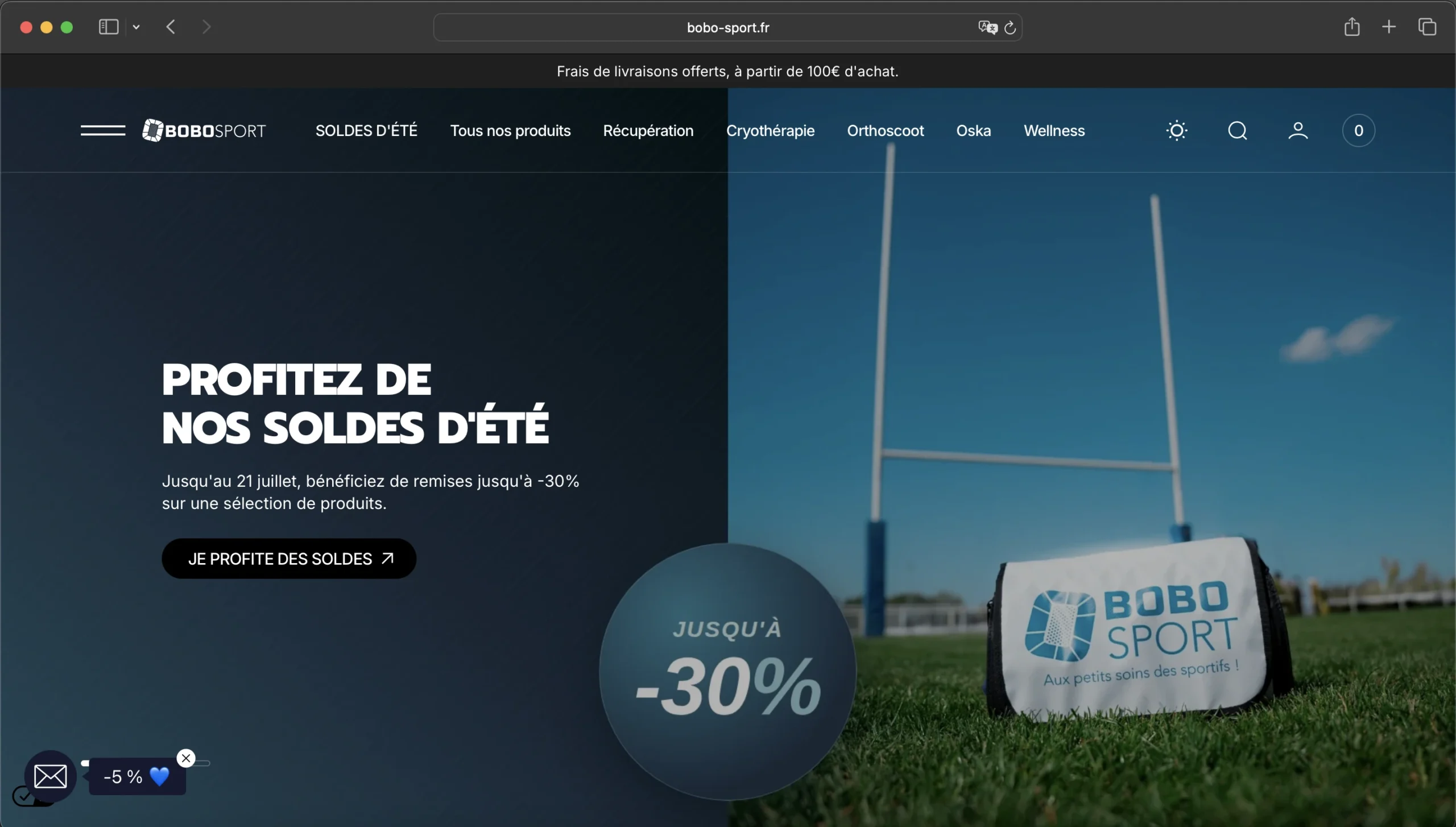 Capture du site Bobo Sport