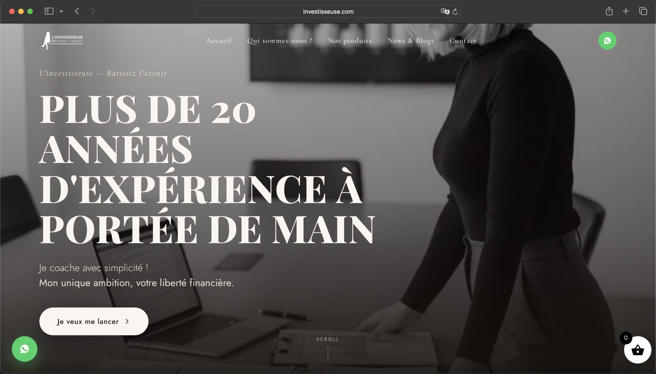 Capture du site Investisseuse - Fr