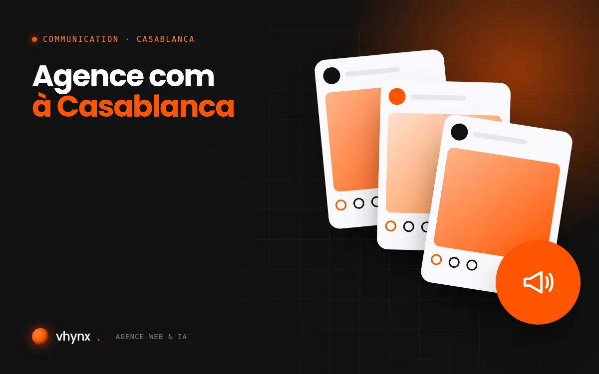 Agence com à Casablanca : illustration Vhynx de publications pour les réseaux sociaux et d'un mégaphone