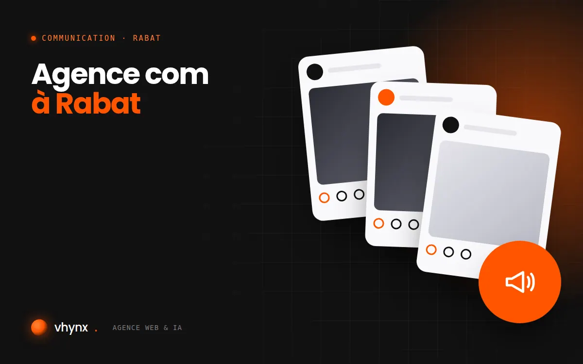 Agence com à Rabat : illustration Vhynx de publications pour les réseaux sociaux et d'un mégaphone