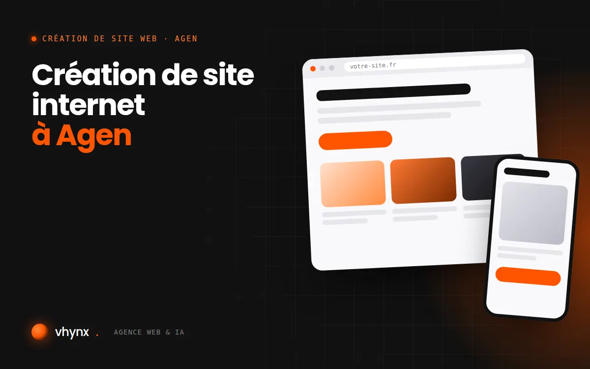 Création de site internet à Agen : illustration Vhynx d'une maquette de site web sur ordinateur et sur mobile