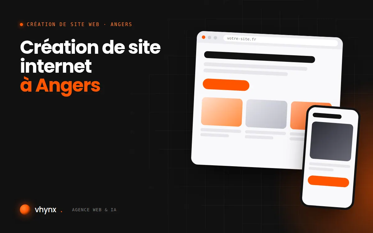 Création de site internet à Angers : illustration Vhynx d'une maquette de site web sur ordinateur et sur mobile