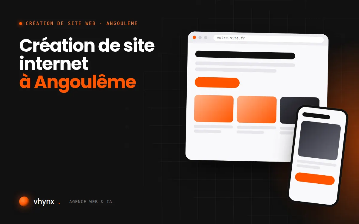 Création de site internet à Angoulême : illustration Vhynx d'une maquette de site web sur ordinateur et sur mobile