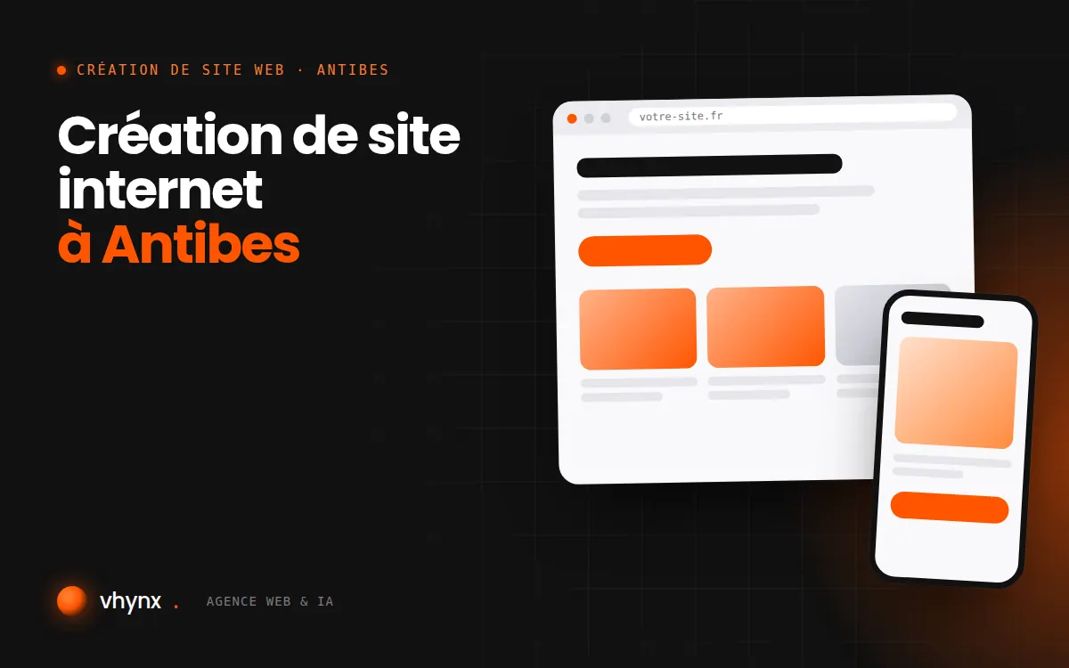 Création de site internet à Antibes : illustration Vhynx d'une maquette de site web sur ordinateur et sur mobile