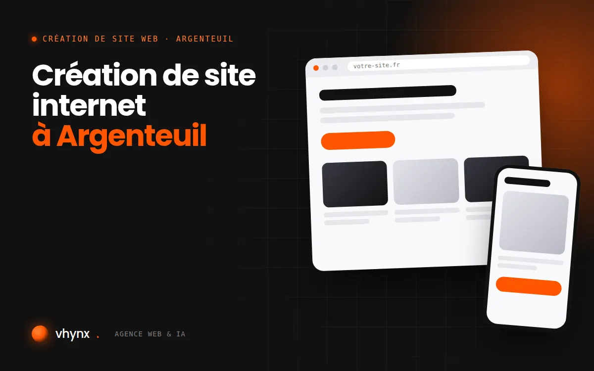 Création de site internet à Argenteuil : illustration Vhynx d'une maquette de site web sur ordinateur et sur mobile