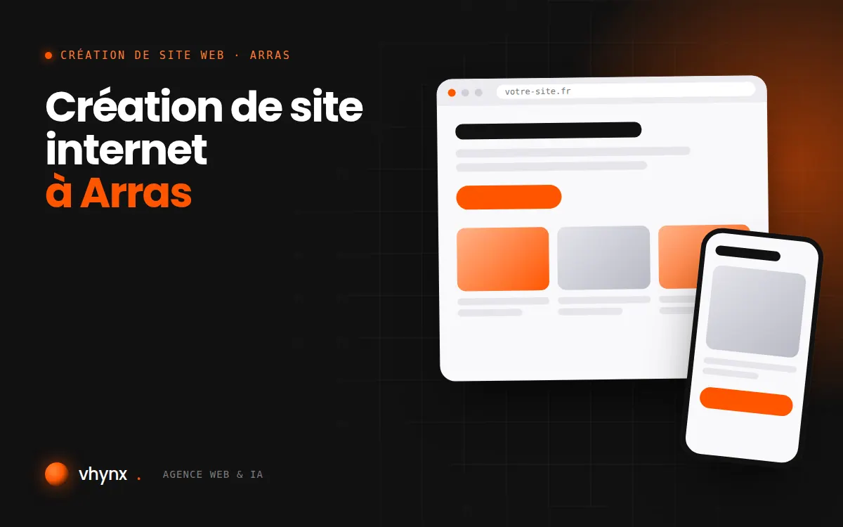 Création de site internet à Arras : illustration Vhynx d'une maquette de site web sur ordinateur et sur mobile