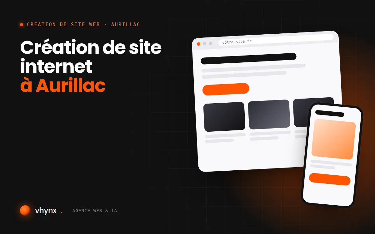 Création de site internet à Aurillac : illustration Vhynx d'une maquette de site web sur ordinateur et sur mobile