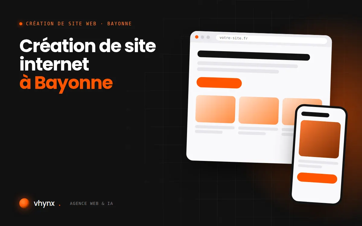 Création de site internet à Bayonne : illustration Vhynx d'une maquette de site web sur ordinateur et sur mobile