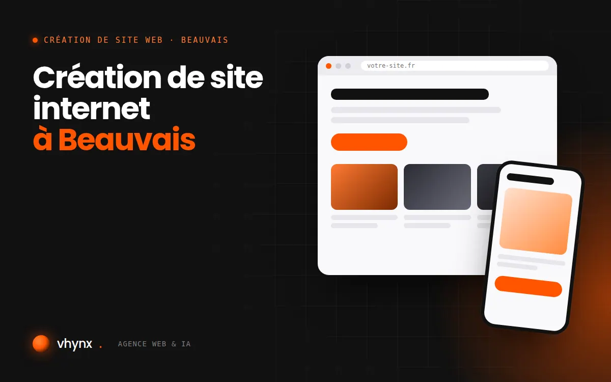 Création de site internet à Beauvais : illustration Vhynx d'une maquette de site web sur ordinateur et sur mobile