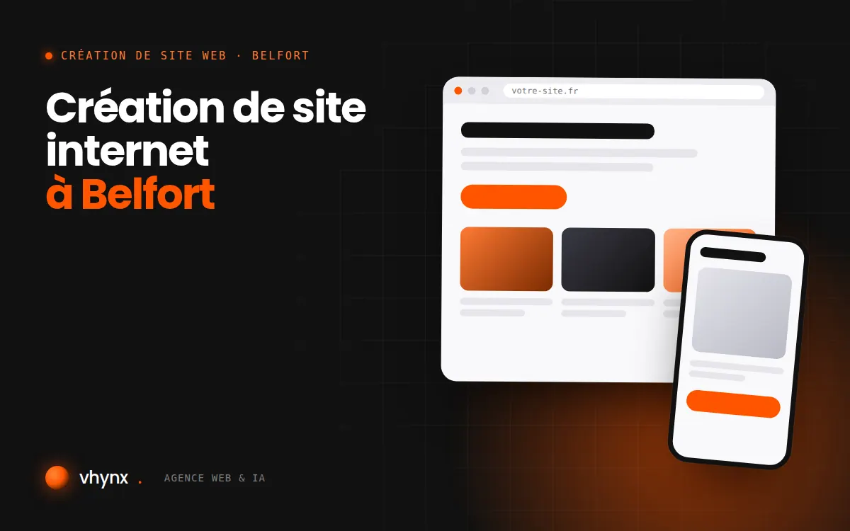 Création de site internet à Belfort : illustration Vhynx d'une maquette de site web sur ordinateur et sur mobile