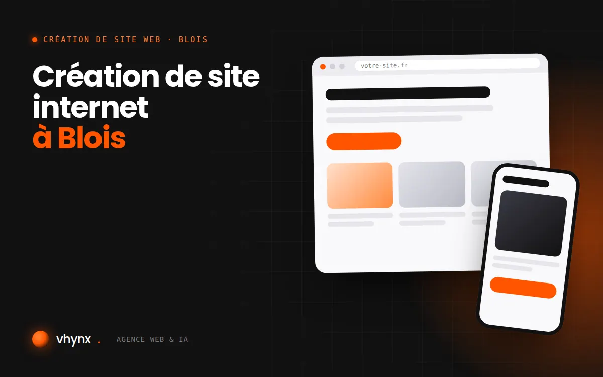 Création de site internet à Blois : illustration Vhynx d'une maquette de site web sur ordinateur et sur mobile