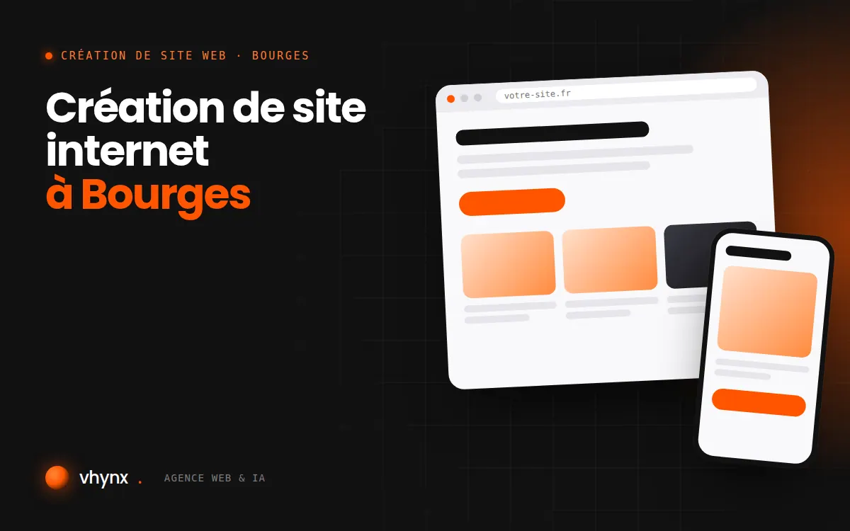 Création de site internet à Bourges : illustration Vhynx d'une maquette de site web sur ordinateur et sur mobile