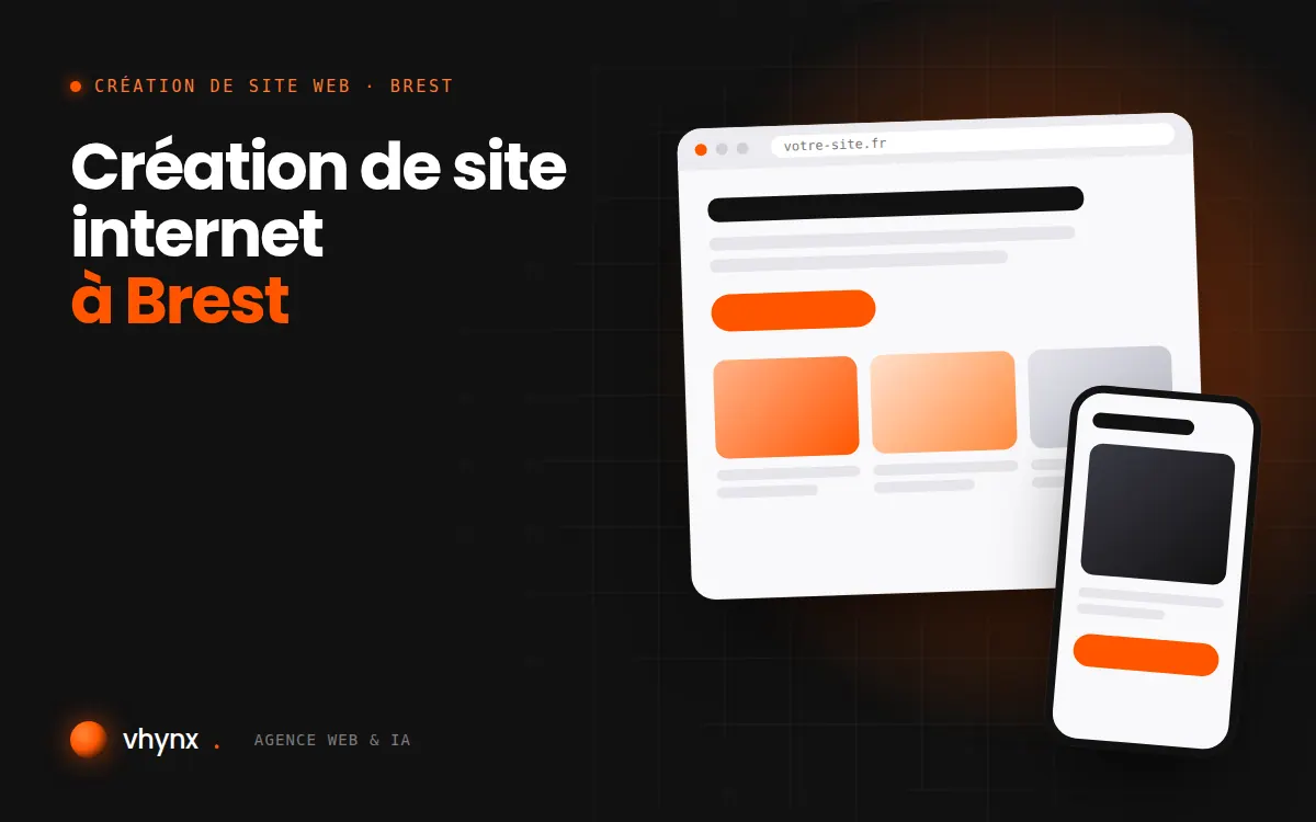 Création de site internet à Brest : illustration Vhynx d'une maquette de site web sur ordinateur et sur mobile