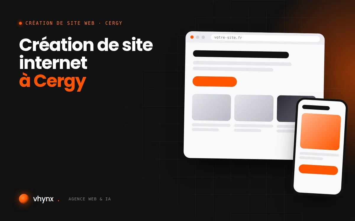 Création de site internet à Cergy : illustration Vhynx d'une maquette de site web sur ordinateur et sur mobile