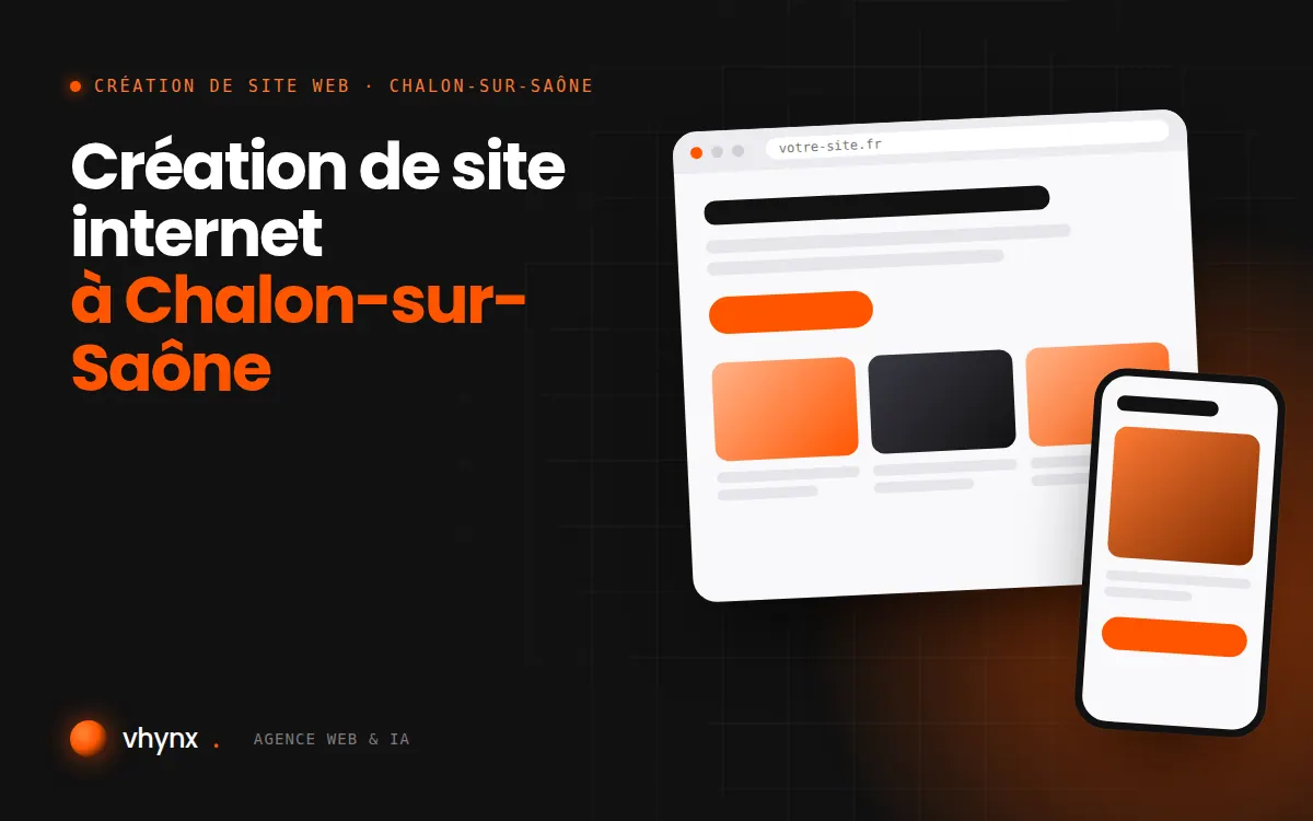 Création de site internet à Chalon-sur-Saône : illustration Vhynx d'une maquette de site web sur ordinateur et sur mobile