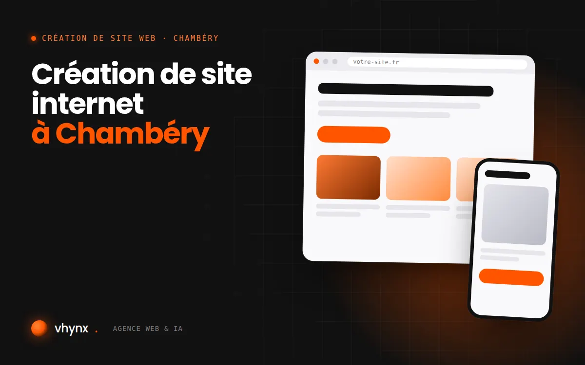 Création de site internet à Chambéry : illustration Vhynx d'une maquette de site web sur ordinateur et sur mobile