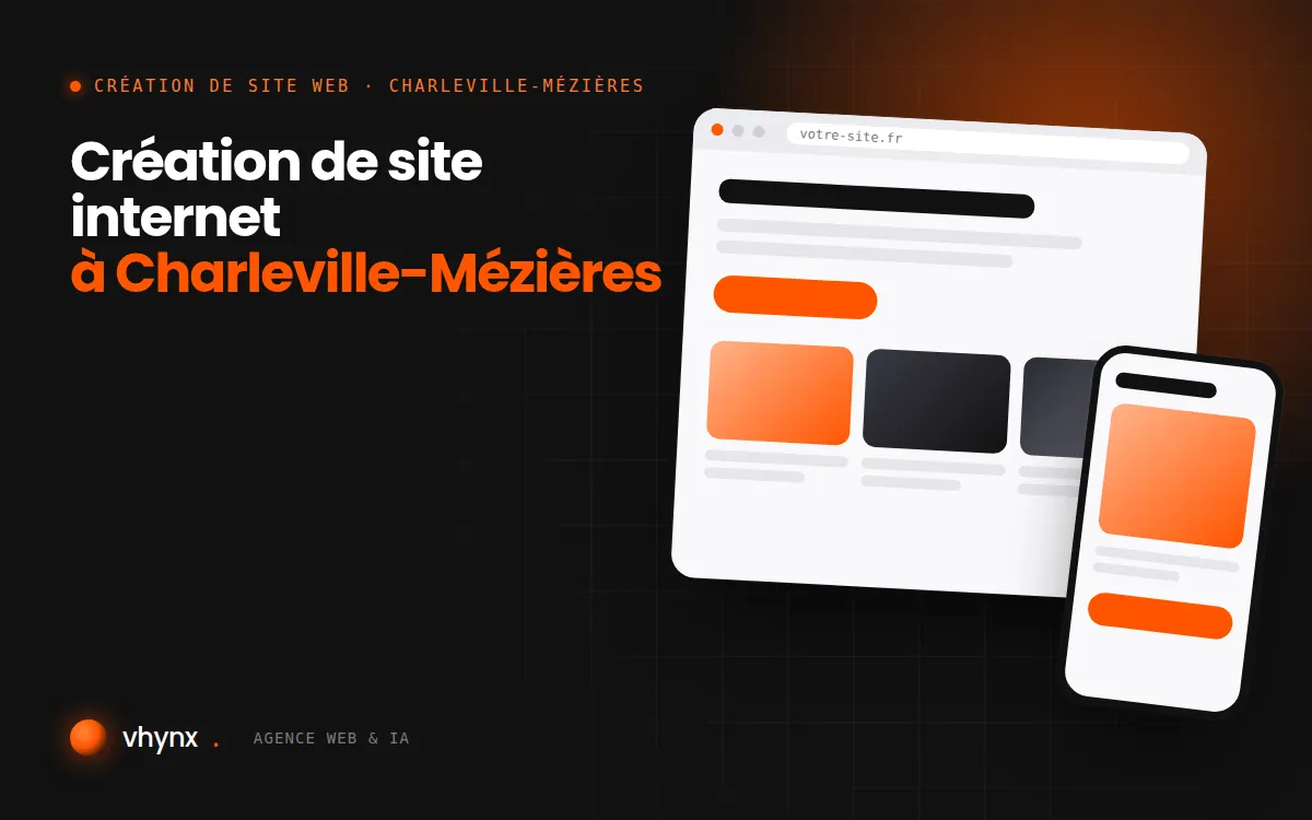 Création de site internet à Charleville-Mézières : illustration Vhynx d'une maquette de site web sur ordinateur et sur mobile