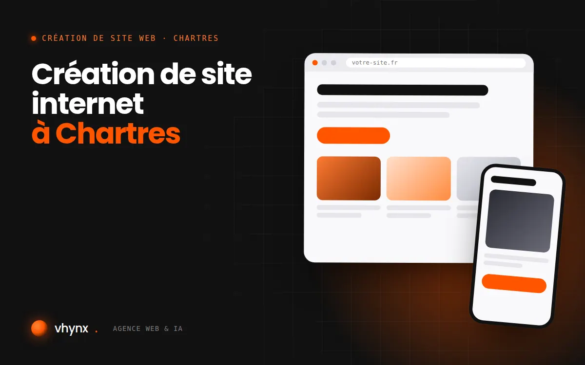 Création de site internet à Chartres : illustration Vhynx d'une maquette de site web sur ordinateur et sur mobile