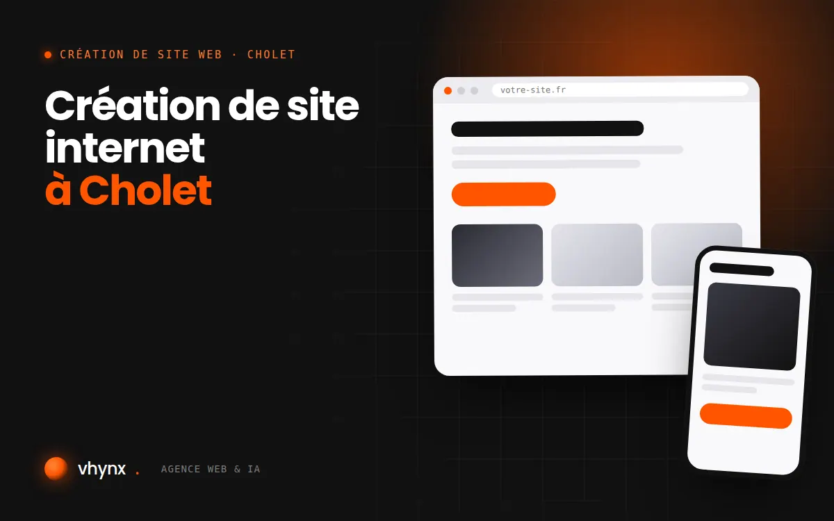 Création de site internet à Cholet : illustration Vhynx d'une maquette de site web sur ordinateur et sur mobile