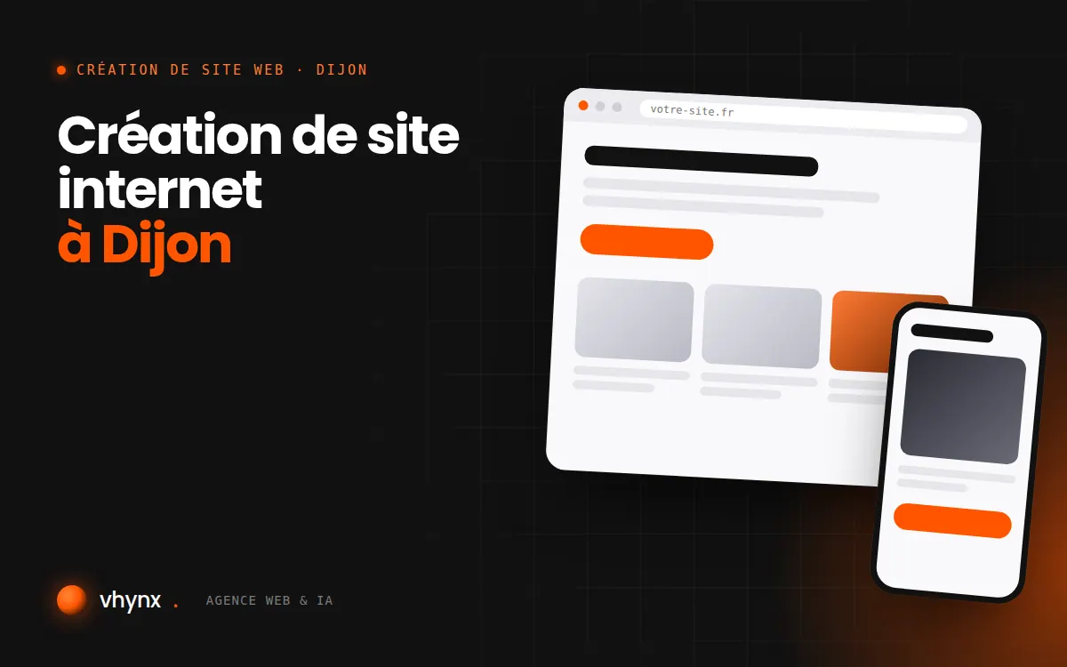 Création de site internet à Dijon : illustration Vhynx d'une maquette de site web sur ordinateur et sur mobile