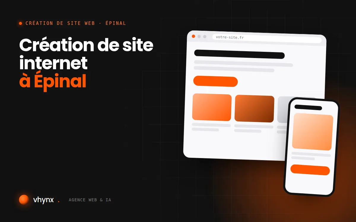 Création de site internet à Épinal : illustration Vhynx d'une maquette de site web sur ordinateur et sur mobile