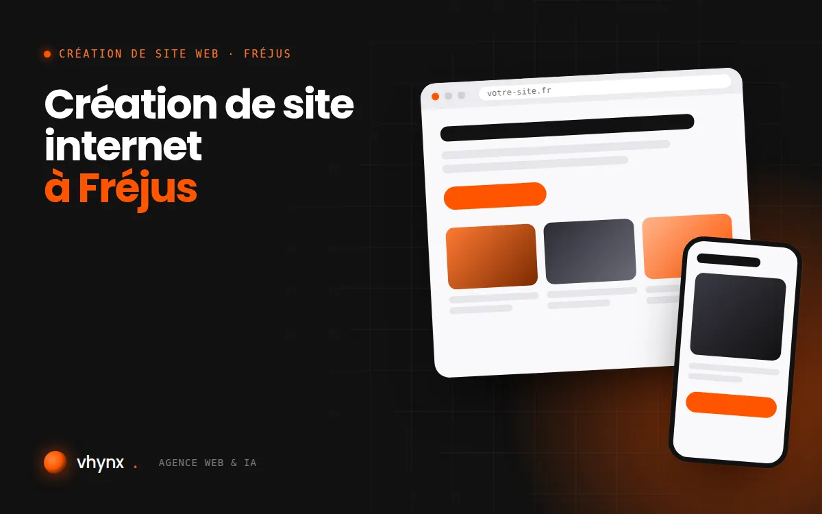 Création de site internet à Fréjus : illustration Vhynx d'une maquette de site web sur ordinateur et sur mobile