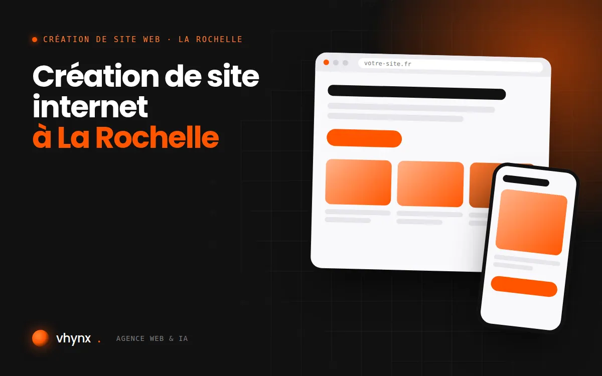 Création de site internet à La Rochelle : illustration Vhynx d'une maquette de site web sur ordinateur et sur mobile