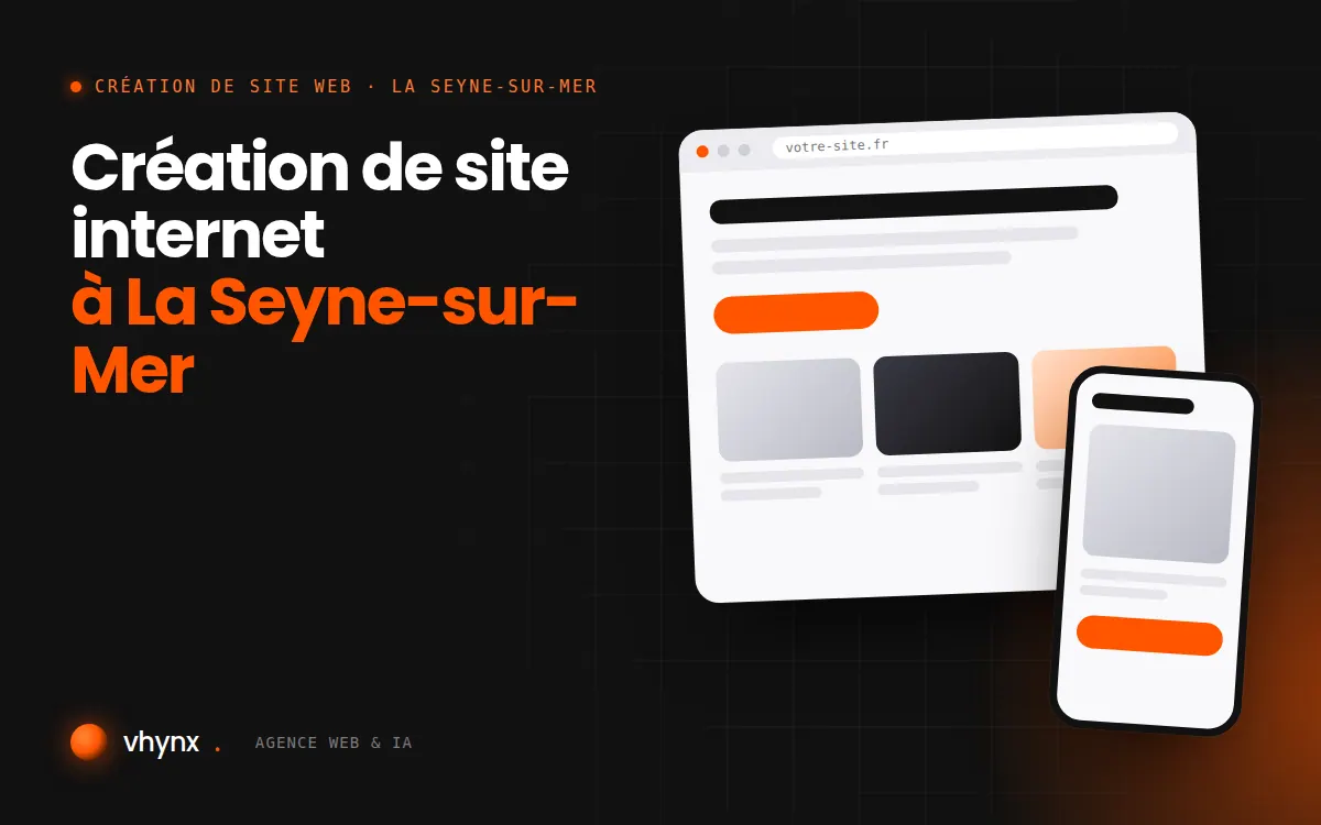 Création de site internet à La Seyne-sur-Mer : illustration Vhynx d'une maquette de site web sur ordinateur et sur mobile