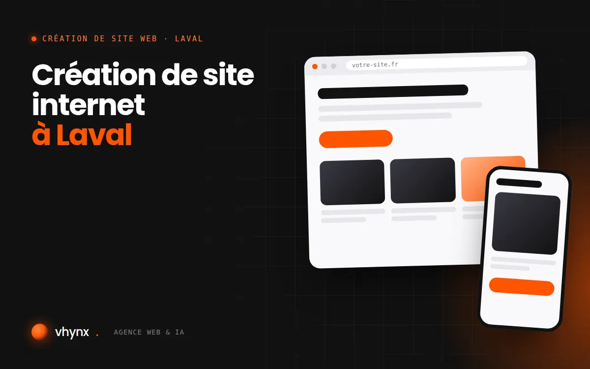 Création de site internet à Laval : illustration Vhynx d'une maquette de site web sur ordinateur et sur mobile