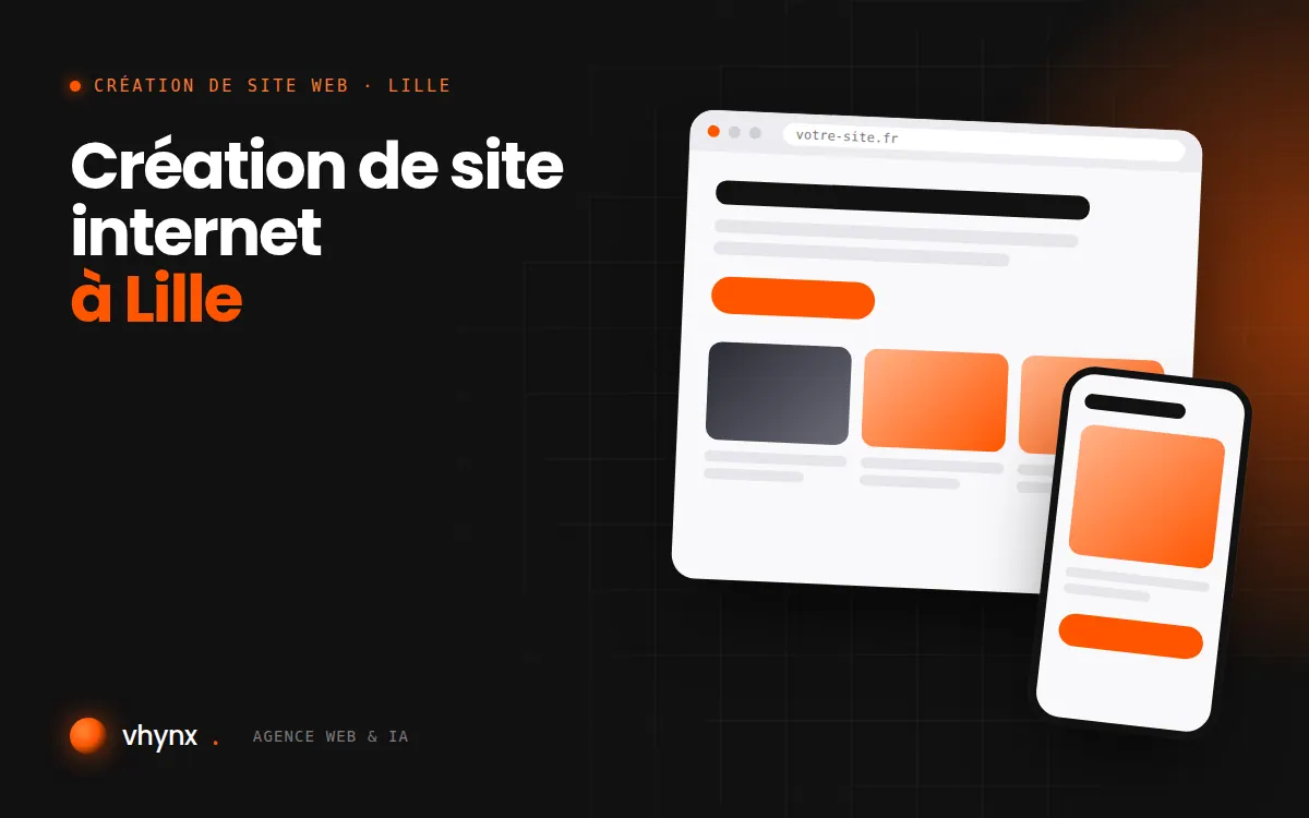 Création de site internet à Lille : illustration Vhynx d'une maquette de site web sur ordinateur et sur mobile