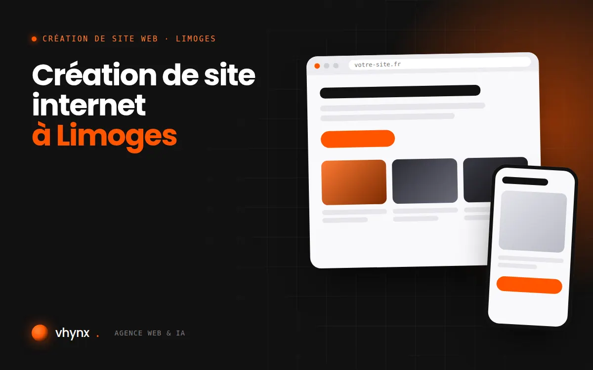 Création de site internet à Limoges : illustration Vhynx d'une maquette de site web sur ordinateur et sur mobile