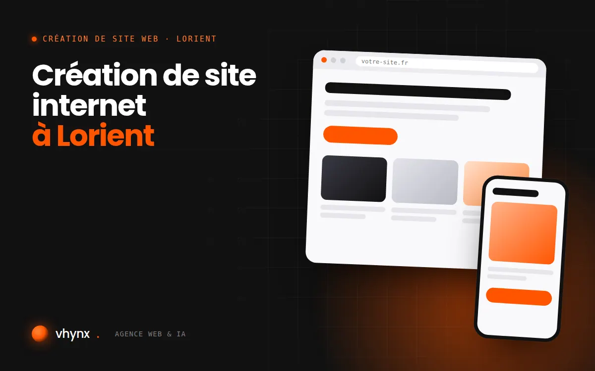 Création de site internet à Lorient : illustration Vhynx d'une maquette de site web sur ordinateur et sur mobile