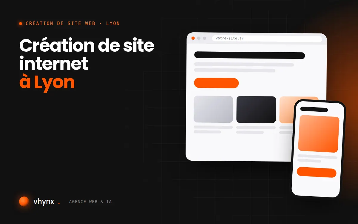 Création de site internet à Lyon : illustration Vhynx d'une maquette de site web sur ordinateur et sur mobile