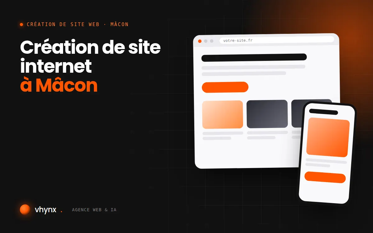 Création de site internet à Mâcon : illustration Vhynx d'une maquette de site web sur ordinateur et sur mobile