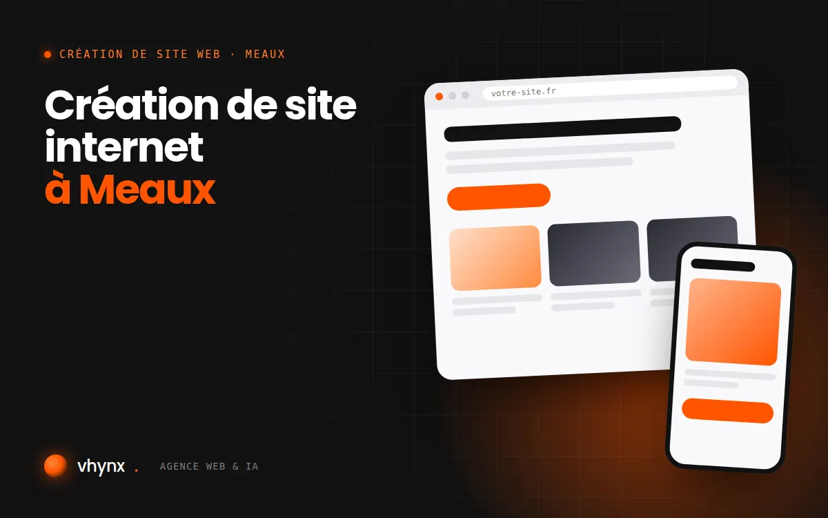 Création de site internet à Meaux : illustration Vhynx d'une maquette de site web sur ordinateur et sur mobile
