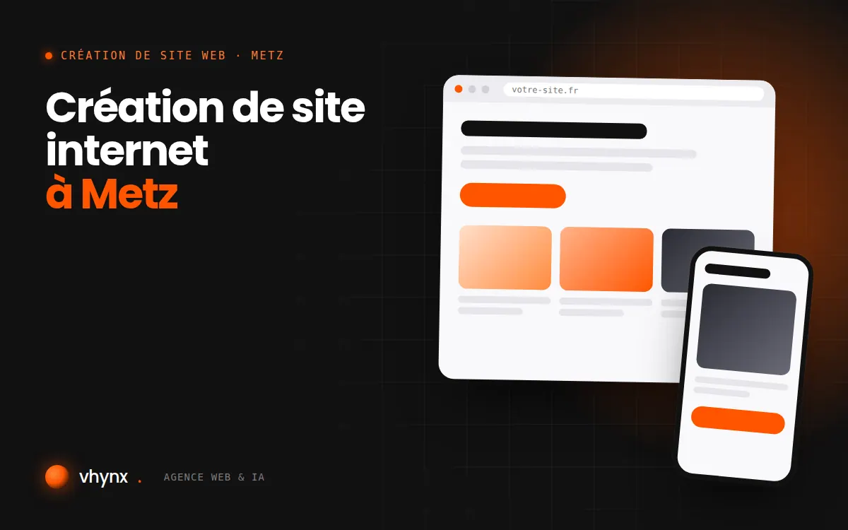 Création de site internet à Metz : illustration Vhynx d'une maquette de site web sur ordinateur et sur mobile