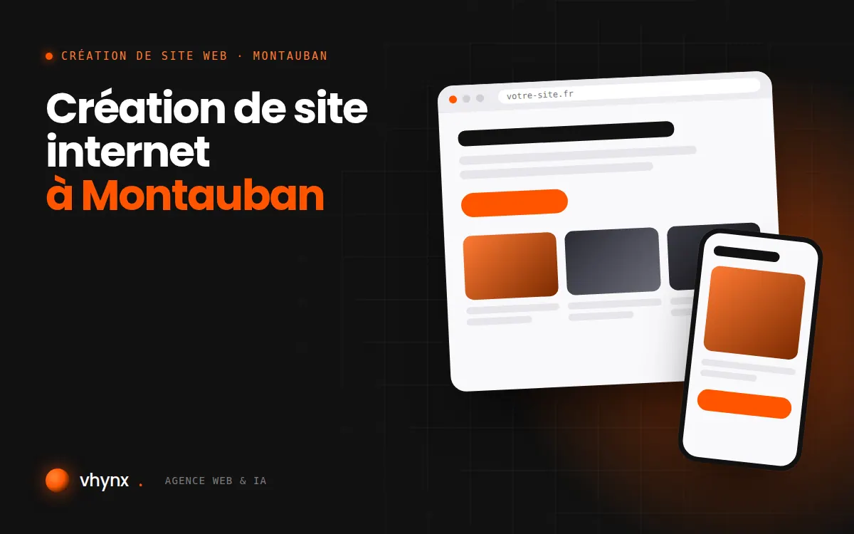 Création de site internet à Montauban : illustration Vhynx d'une maquette de site web sur ordinateur et sur mobile