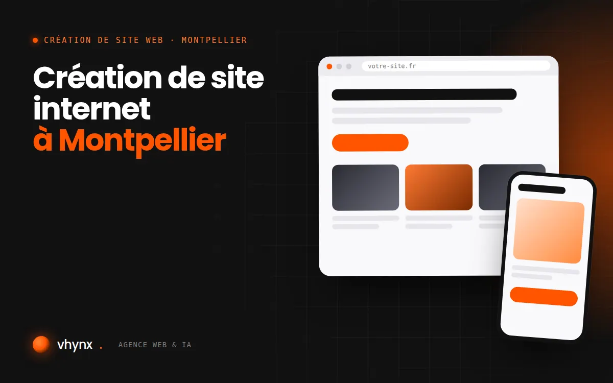 Création de site internet à Montpellier : illustration Vhynx d'une maquette de site web sur ordinateur et sur mobile