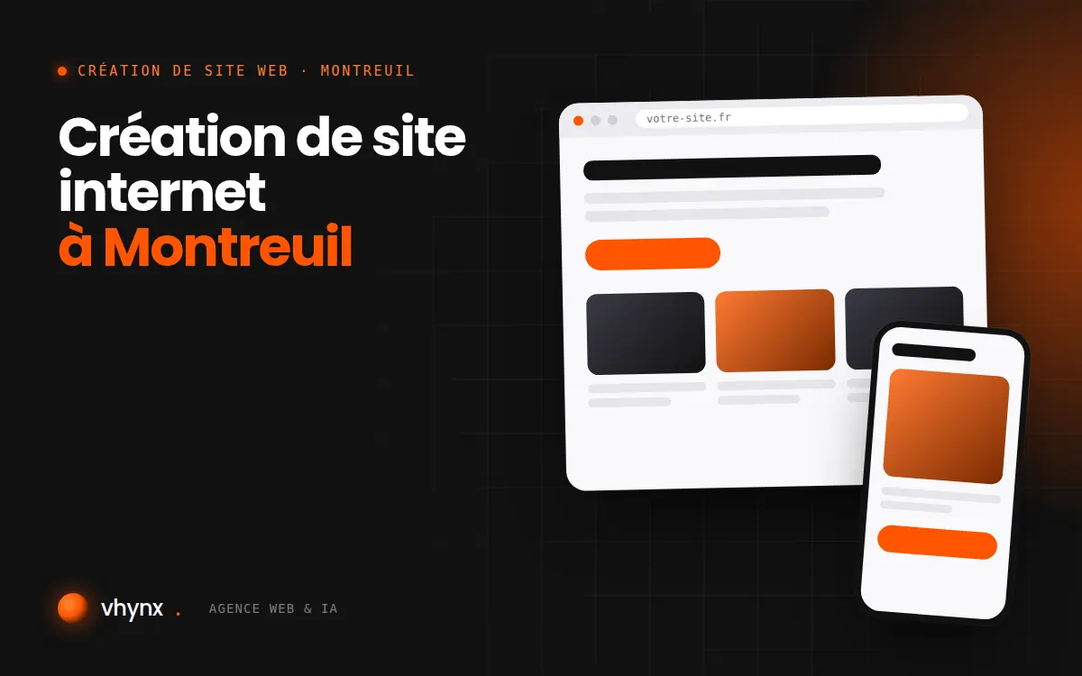 Création de site internet à Montreuil : illustration Vhynx d'une maquette de site web sur ordinateur et sur mobile