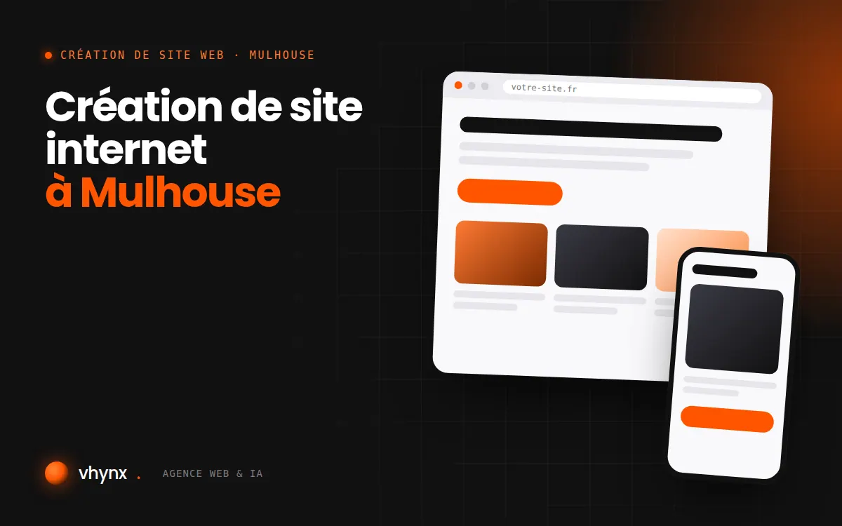 Création de site internet à Mulhouse : illustration Vhynx d'une maquette de site web sur ordinateur et sur mobile