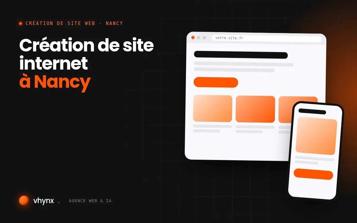 Création de site internet à Nancy : illustration Vhynx d'une maquette de site web sur ordinateur et sur mobile