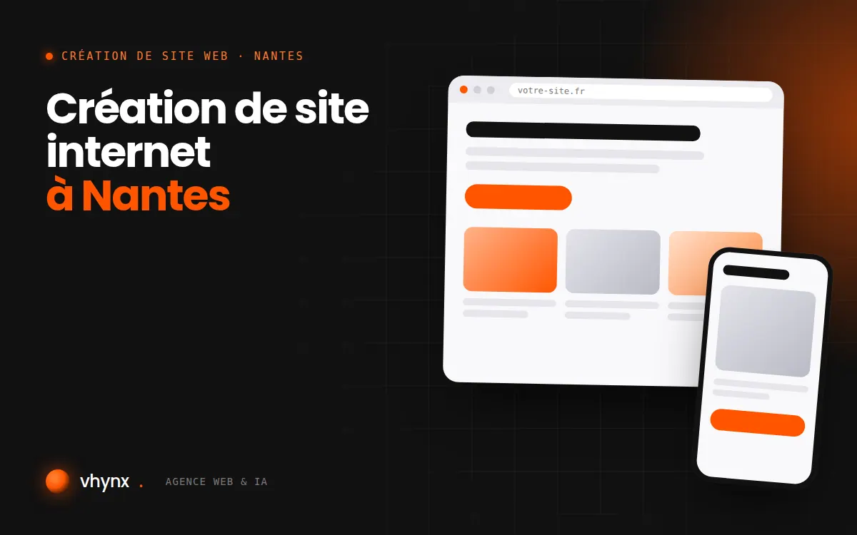 Création de site internet à Nantes : illustration Vhynx d'une maquette de site web sur ordinateur et sur mobile