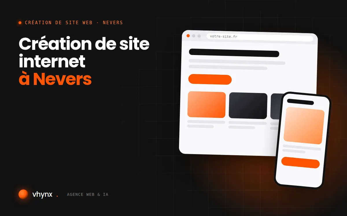 Création de site internet à Nevers : illustration Vhynx d'une maquette de site web sur ordinateur et sur mobile