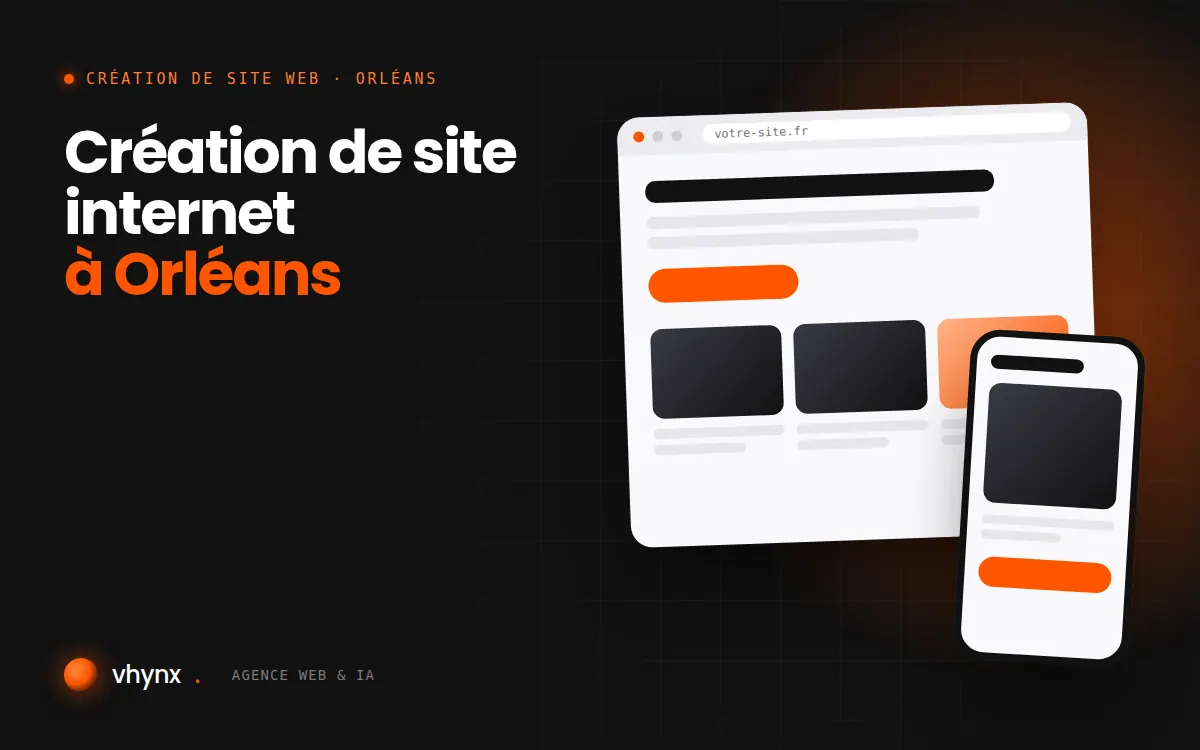 Création de site internet à Orléans : illustration Vhynx d'une maquette de site web sur ordinateur et sur mobile