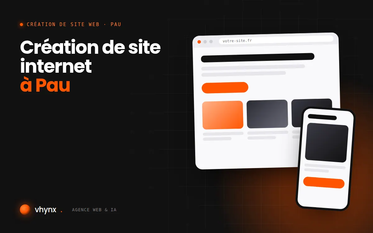 Création de site internet à Pau : illustration Vhynx d'une maquette de site web sur ordinateur et sur mobile