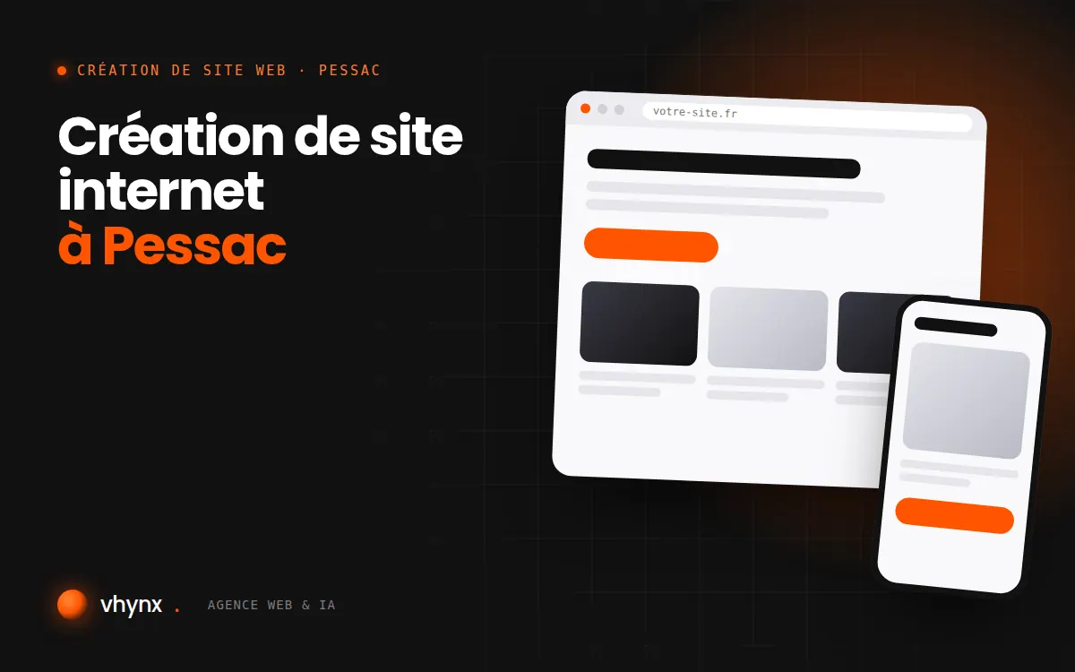 Création de site internet à Pessac : illustration Vhynx d'une maquette de site web sur ordinateur et sur mobile