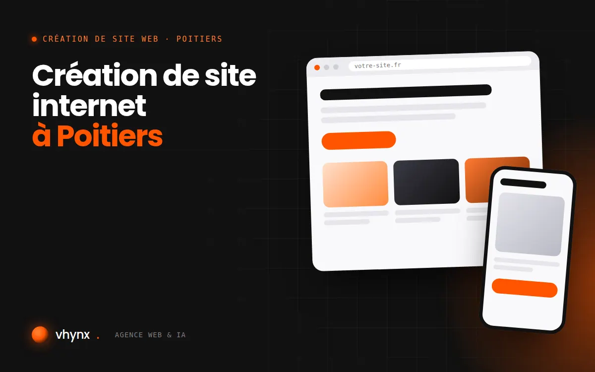 Création de site internet à Poitiers : illustration Vhynx d'une maquette de site web sur ordinateur et sur mobile