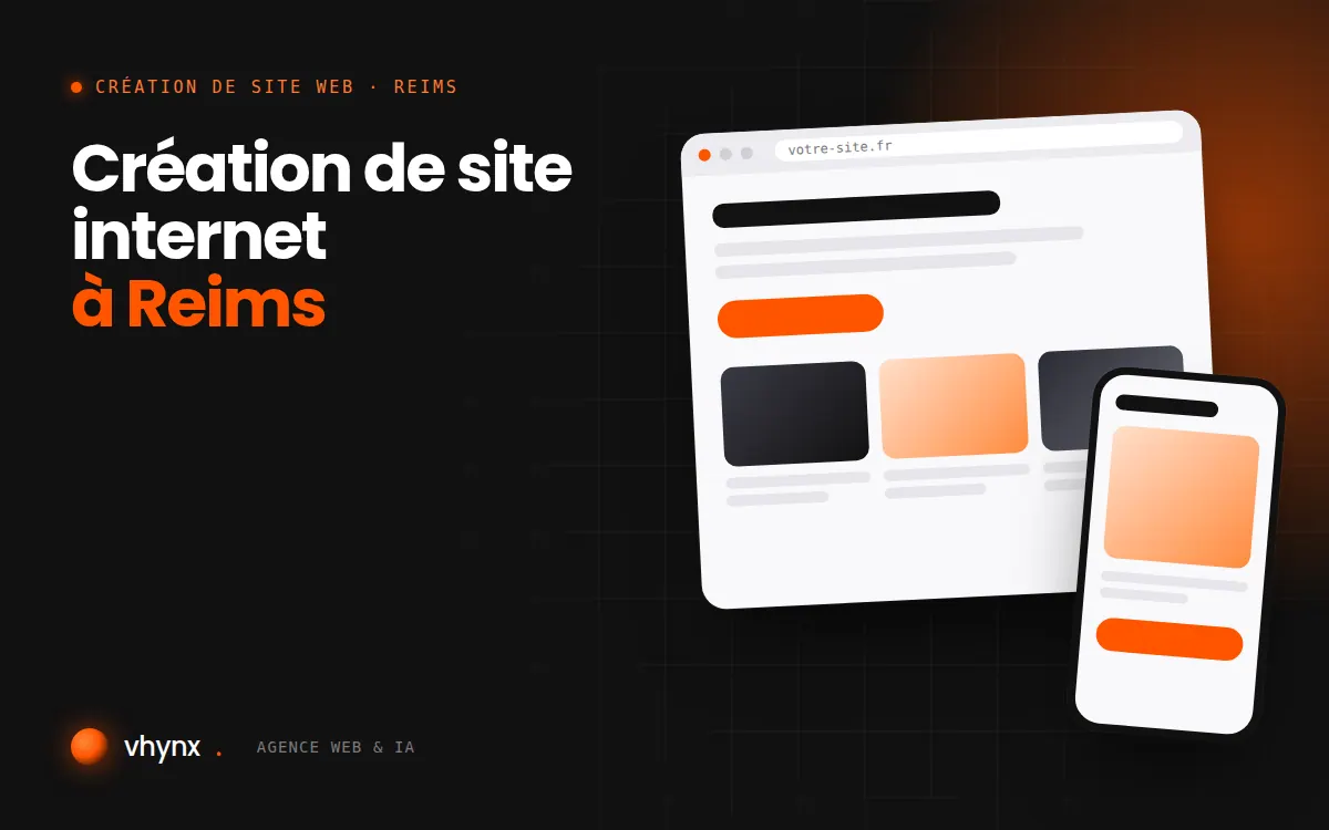Création de site internet à Reims : illustration Vhynx d'une maquette de site web sur ordinateur et sur mobile